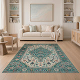 Blue and Teal Persian Medallion Area Rug
