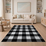 Black White Buffalo Check Farmhouse Rug