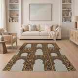 Ornate Gold Moorish Arch Lattice Rug