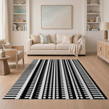 Black and White Geometric Modern Black White Geometric Stripe Area Rug