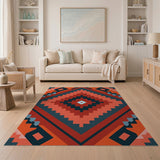 Orange Diamond Southwestern Geometric Area Rug