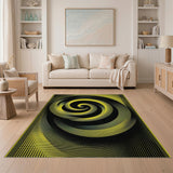 Vibrant Yellow Spiral Geometric Area Rug