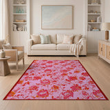 Pink Peony Floral Vintage Pink Area Rug