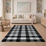 Black and White Rustic Black White Checkered Area Rug