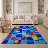 ODIKA Modern Abstract Geometric Washable Rug - Low Pile Non-Slip Area Rug for Living Room & Kids Room