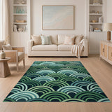 Emerald Green Emerald Wave Abstract Area Rug