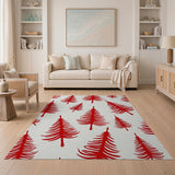Red Christmas Tree Pattern Area Rug