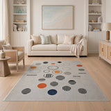 Modern Geometric Circles and Stripes Area Rug
