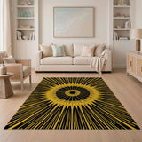 Yellow Bold Yellow Sunburst Geometric Area Rug