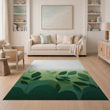 Layered Green Leaves Abstract Area Rug