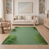 Textured Sage Green Monstera Palm Area Rug