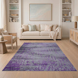 Purple Grey Distressed Abstract Area Rug