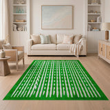 ODIKA Vibrant Green Wavy Geometric Area Rug