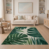 Vintage Monstera Leaves Green Area Rug