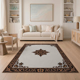 Traditional Persian Ornate Gold Medallion Beige Area Rug