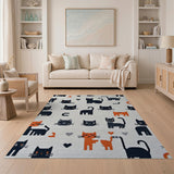 Playful Black Cat Kitten Area Rug