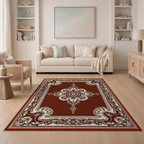 ODIKA Luxe Red Persian Medallion Area Rug