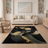 Black Gold Cosmic Waves Area Rug