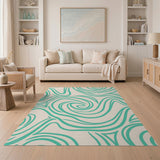 Teal Swirl Abstract No. 2 Area Rug