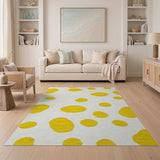 Playful Yellow Polka Dot Tufted Area Rug