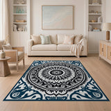 Blue and Teal Navy Mandala Persian Area Rug