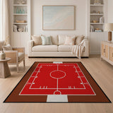 Geometric Modern Red Basketball Court Area Rug