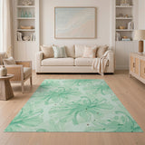 Mint Green Watercolor Floral Rug with Bees Butterflies