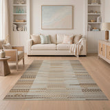 Beige Neutral Heritage Tribal Woven Area Rug