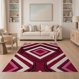 Bold Geometric Red Pink Area Rug