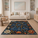 Navy Paisley Floral Persian Rug