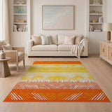 Multi-color and Patterns Vibrant Orange Yellow Geometric Area Rug