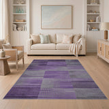 Purple Geometric Modern Purple Grey Geometric Block Area Rug