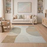 Modern Beige Abstract Organic Shapes Area Rug