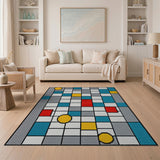 Multi-Color Geometric Grid Area Rug