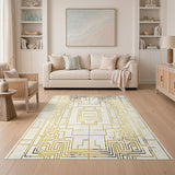 Gold Geometric Maze Area Rug