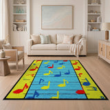 Multi-color and Patterns Vibrant Musical Notes Area Rug