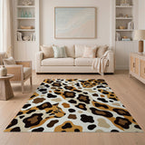 Leopard Print Area Rug with Stylized Faces