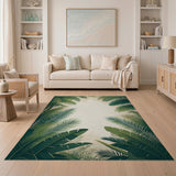 Green Lush Green Palm Frond Coastal Area Rug