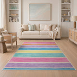 Vibrant Rainbow Striped Area Rug