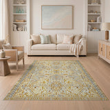 Cream Gold Geometric Heritage Tribal Rug