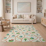 Whimsical Kids Cartoon Village Area Rug