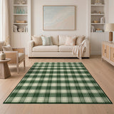 Classic Green Gingham Check Area Rug