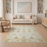 Traditional Persian Cream Gold Floral Persian Area Rug