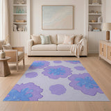 Whimsical Purple Blue Floral Area Rug
