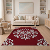 Elegant Red Lace Floral Area Rug