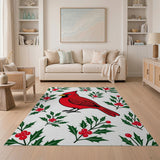 Red Cardinal and Holly Berry Area Rug