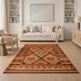 Burnt Orange Diamond Geometric Southwestern Rug