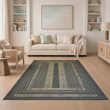 Black and White Geometric Modern Black White Geometric Border Area Rug