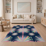 Vibrant Paw Print Burst Area Rug