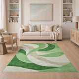 Modern Green Wave Abstract Area Rug